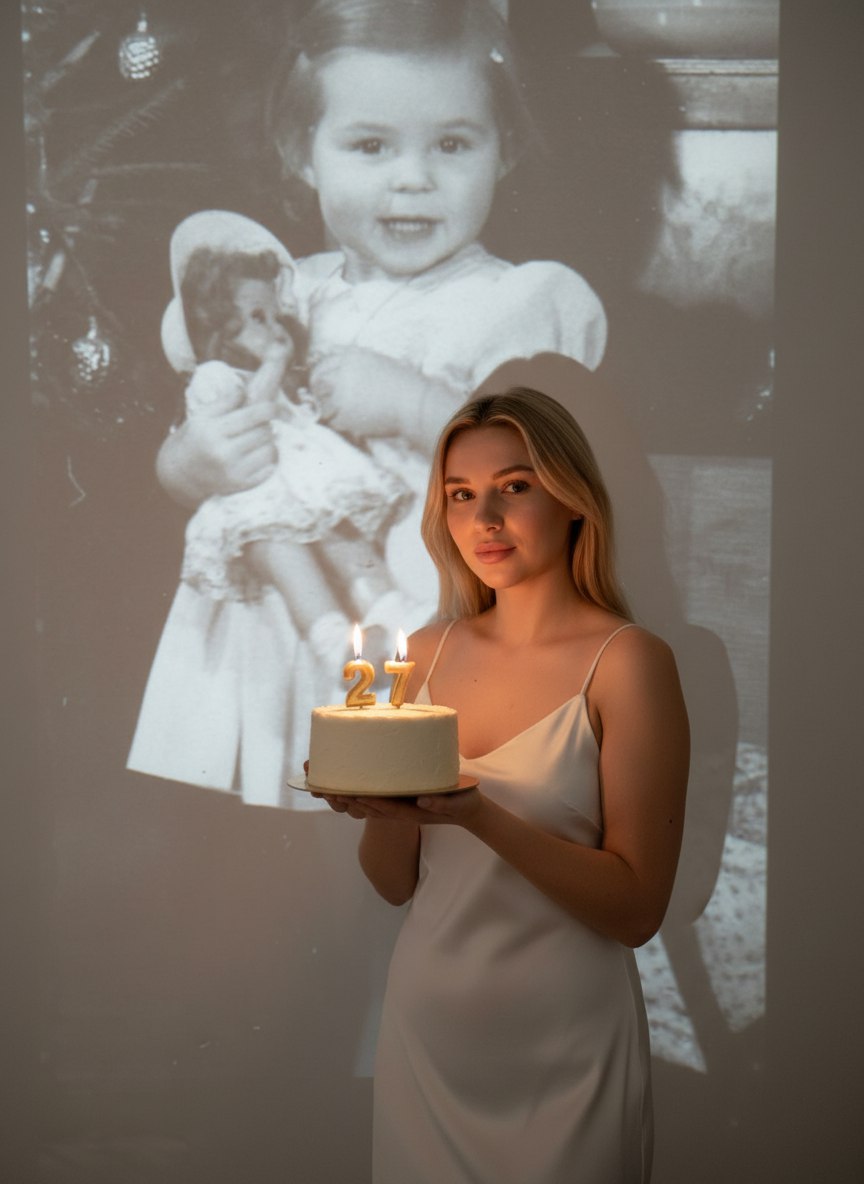 Ностальгическая фотосессия ко дню рождения в стиле «тогда и сейчас» — пример результата